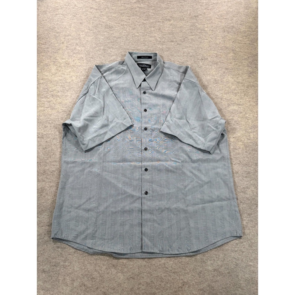 Natural Issue Micro Touch Dress Shirt Mens XL Gray Glen Plaid Short Sleeve